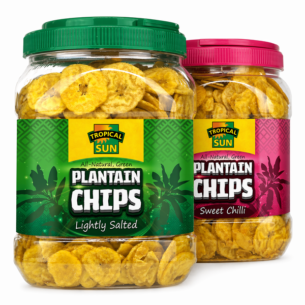 Plantain Chips Tubs 2 Pack– Lightly Salted & Sweet Chilli